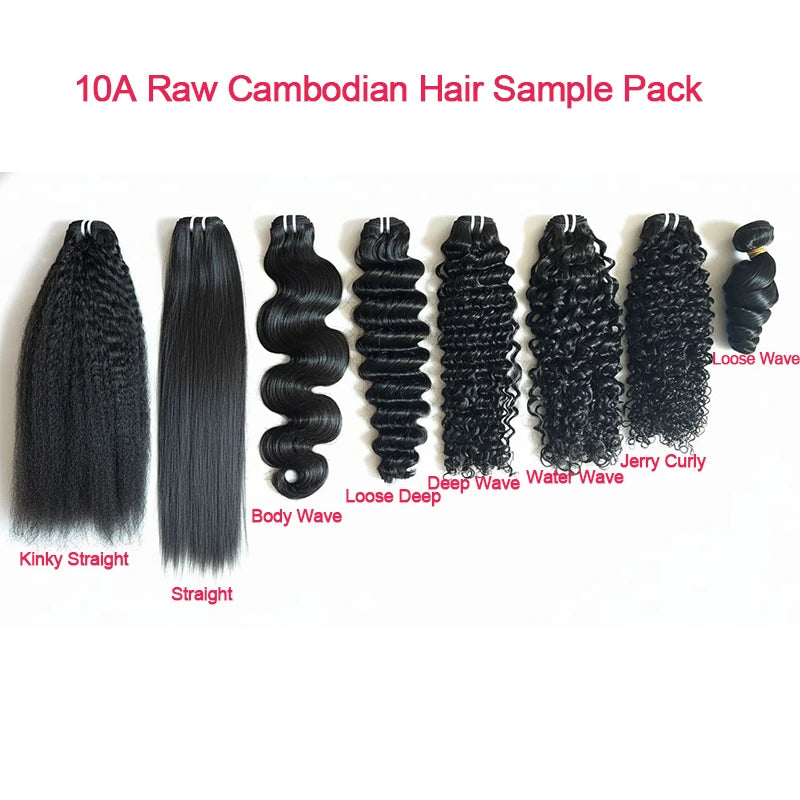 10A Raw Cambodian Hair Sample Pack (4 Bundles) – Mixed Textures