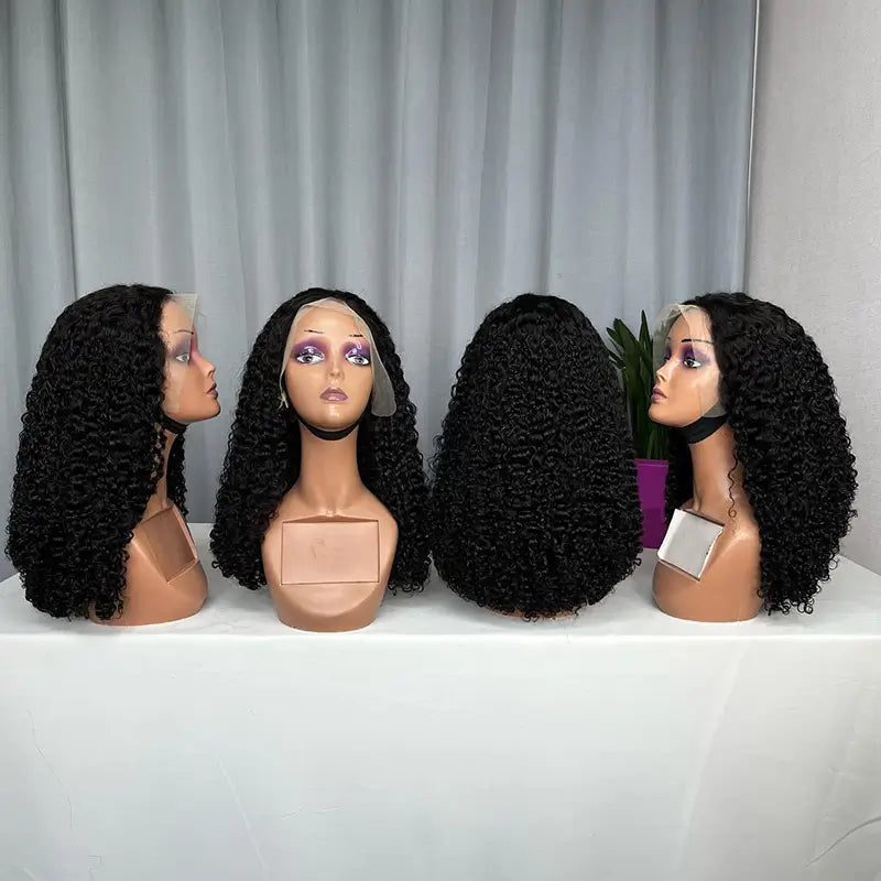 Perruque de cheveux bruts frontaux doubles dessinés 13x4 Pixie Curl