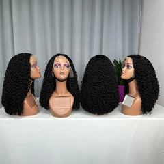 Perruque de cheveux bruts frontaux doubles dessinés 13x4 Pixie Curl
