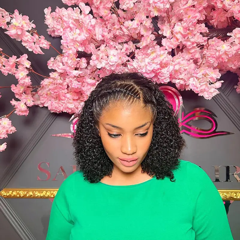 Perruque de cheveux bruts frontaux doubles dessinés 13x4 Pixie Curl
