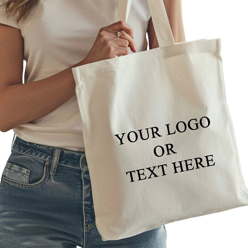 Sacs fourre-tout en toile de coton avec logo personnalisé pour extensions de cheveux et perruques