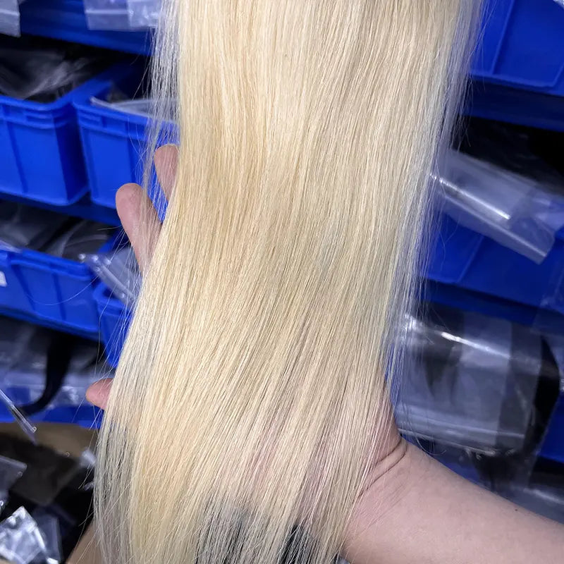 #613 Cheveux blonds 6x6 HD/Fermeture transparente droite