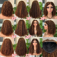 Perruque en cheveux bruts bouclée pixel double tirage 5x5