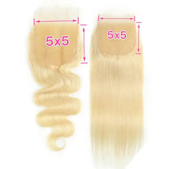 #613 Cheveux blonds 5x5 HD/Fermeture transparente