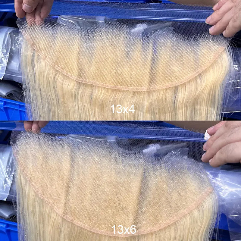 # 613 Cheveux blonds HD Fermeture en dentelle et frontale droite