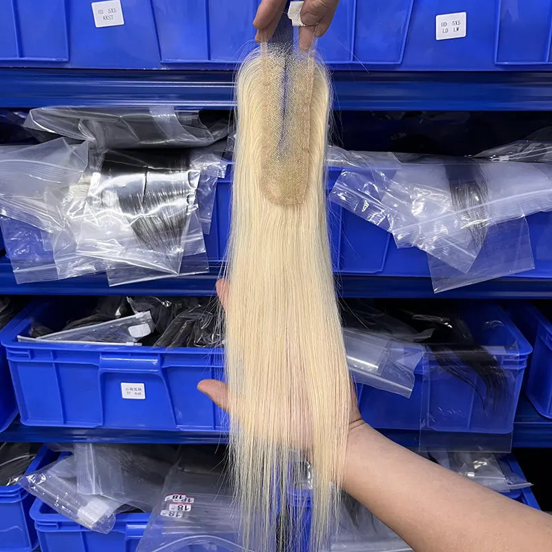 #613 Cheveux blonds 2x6 HD/Fermeture transparente