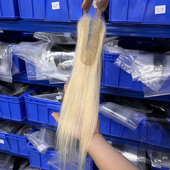 #613 Cheveux blonds 2x6 HD/Fermeture transparente