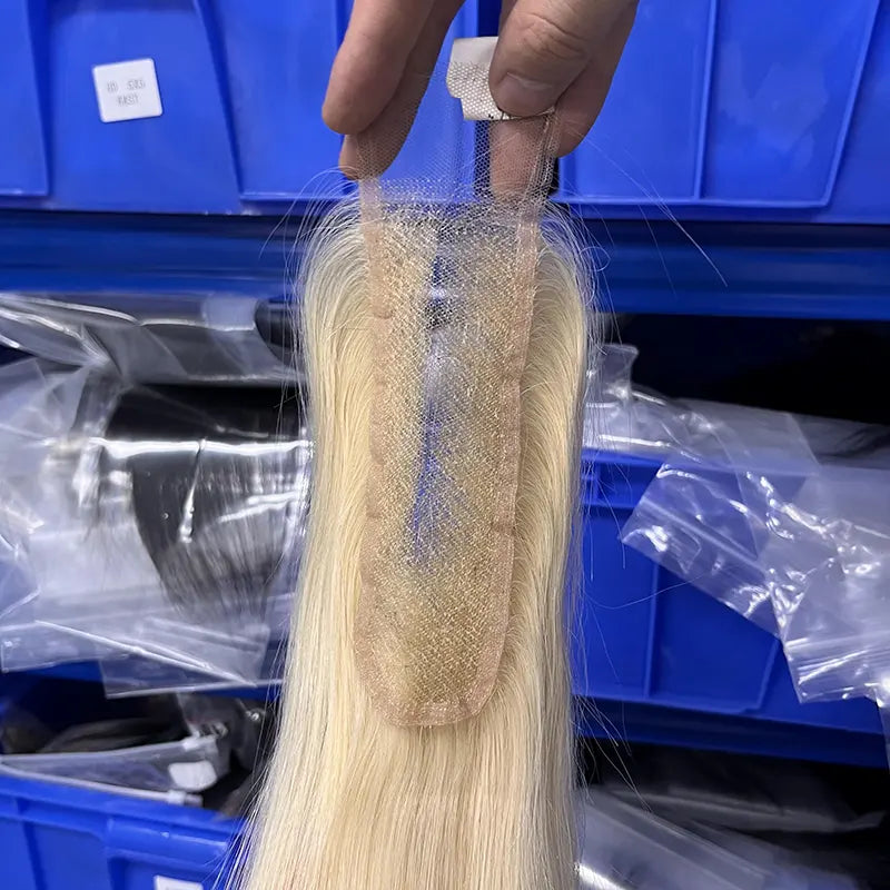 #613 Cheveux blonds 2x6 HD/Fermeture transparente