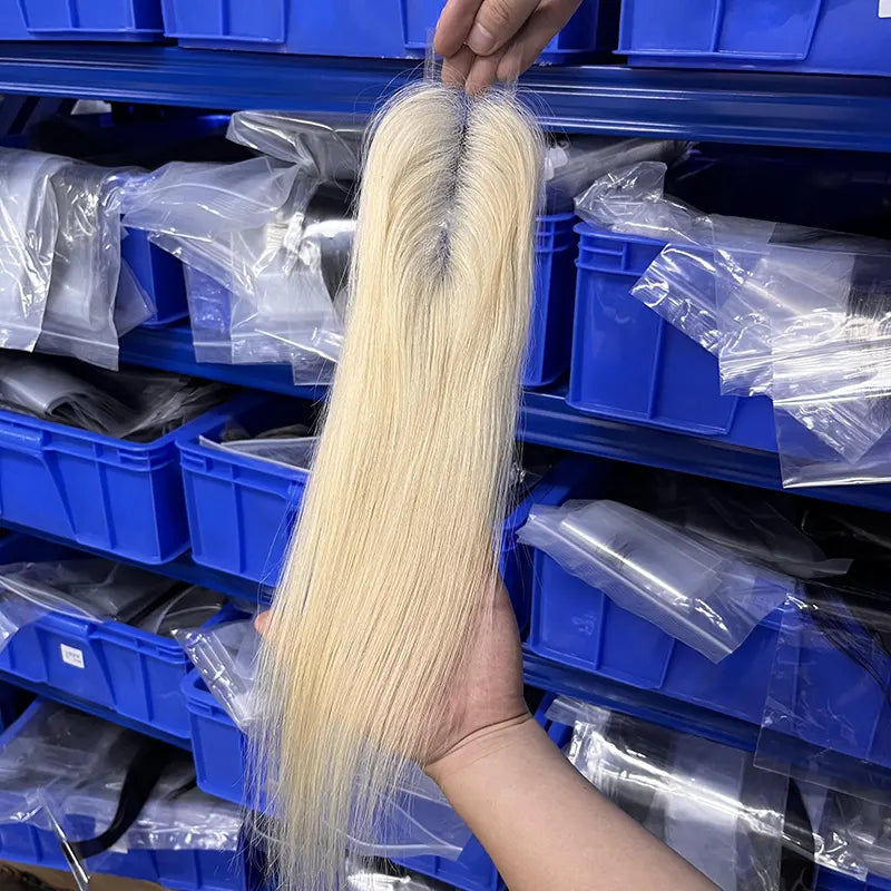 #613 Cheveux blonds 2x6 HD/Fermeture transparente