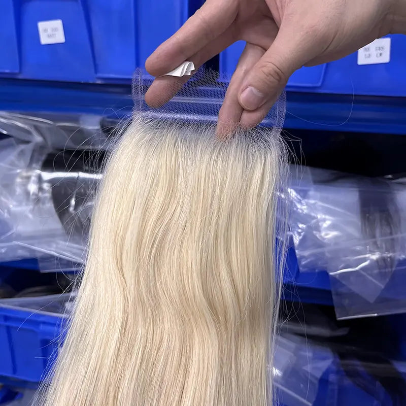 #613 Cheveux blonds 4x4 HD/Fermeture transparente