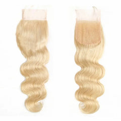 # 613 Cheveux blonds Fermeture en dentelle transparente et vague frontale