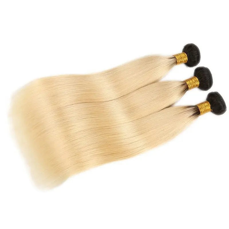 9A # 1B/613 cheveux blonds avec racines foncées tissage de cheveux raides