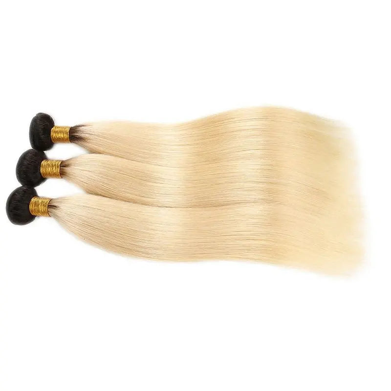 9A # 1B/613 cheveux blonds avec racines foncées tissage de cheveux raides