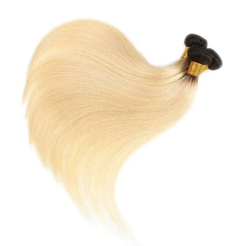 9A # 1B/613 cheveux blonds avec racines foncées tissage de cheveux raides