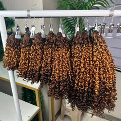 9A Cheveux Bruts Double Tirage Tissage Pixel Bouclés