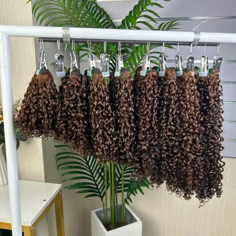 9A Cheveux Bruts Double Tirage Tissage Pixel Bouclés