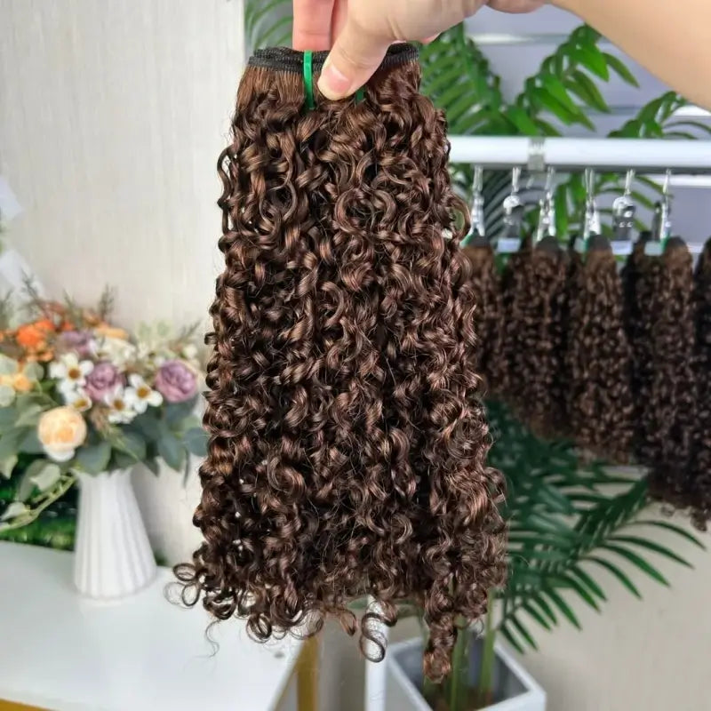 9A Cheveux Bruts Double Tirage Tissage Pixel Bouclés