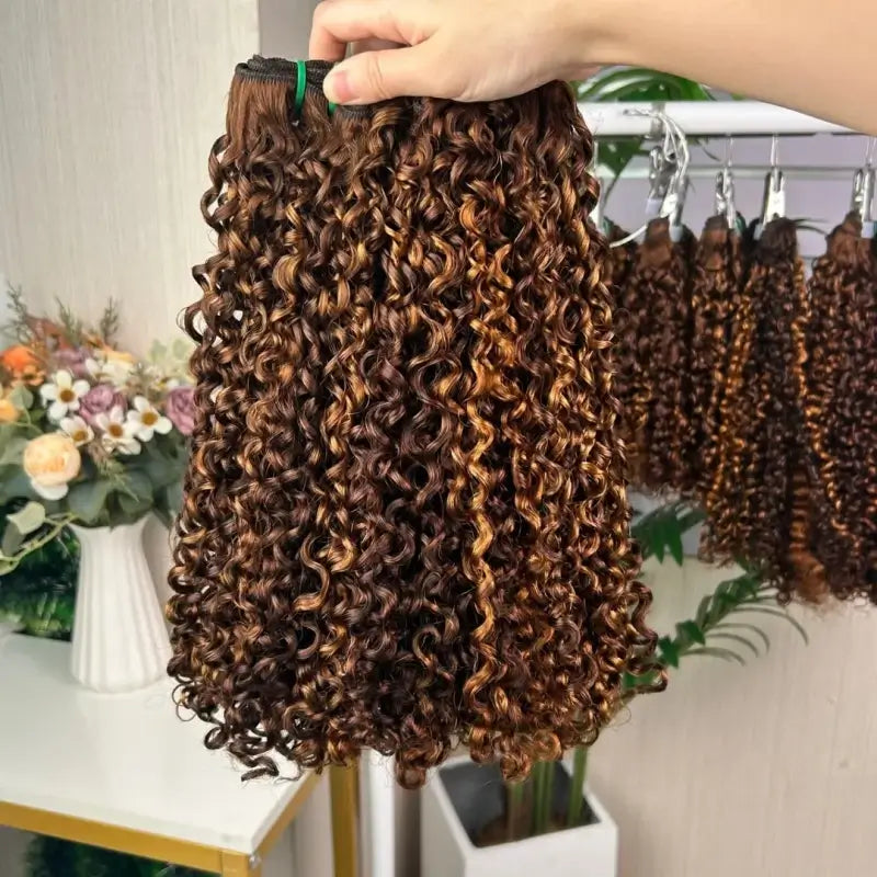 9A Cheveux Bruts Double Tirage Tissage Pixel Bouclés
