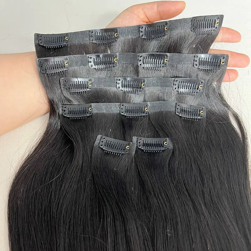 Extensions de cheveux humains vierges à clipser en PU sans couture