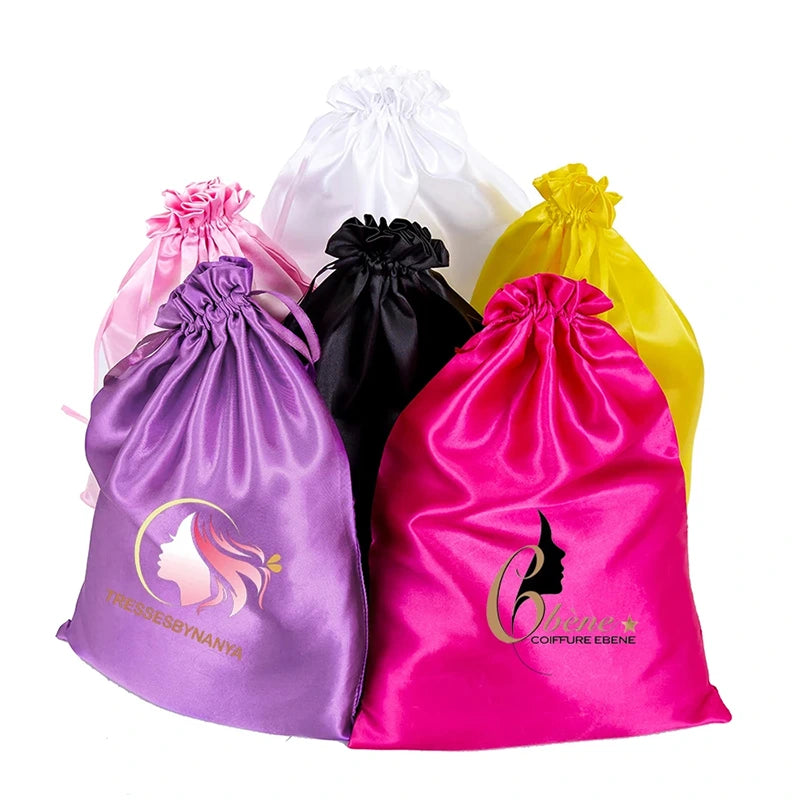 Sacs en satin pour accessoires de cheveux et perruques