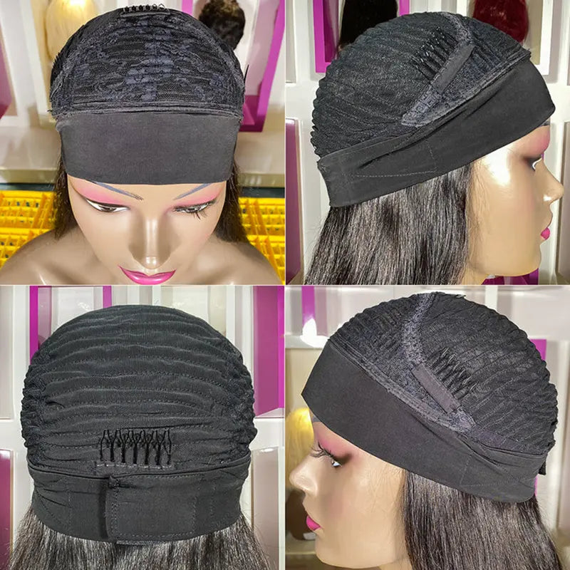 Perruque de cheveux bruts avec bandeau droit ondulé crépus et bouclés