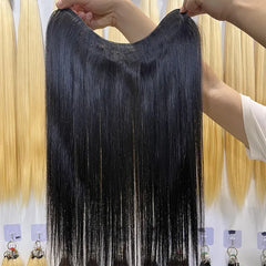 Extensions de cheveux humains vierges à clipser en forme de U, une pièce, 3/4 tête complète
